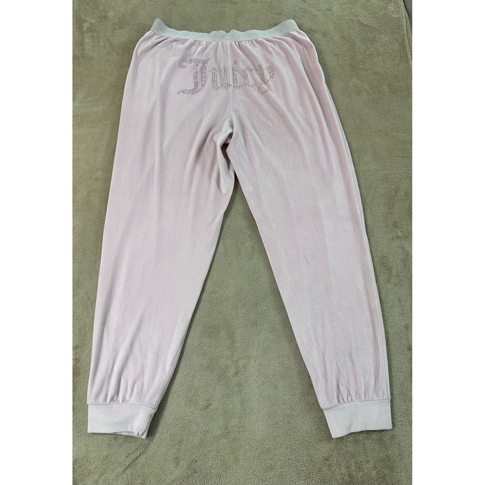 Vintage Y2k Juicy Couture Velvet Velour Pajama Pants Women Size Large light Pink